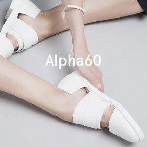 Alpha60 Kuri White Leather Sandals